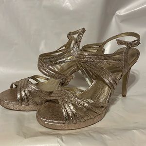 Gold tone strappy evening heels